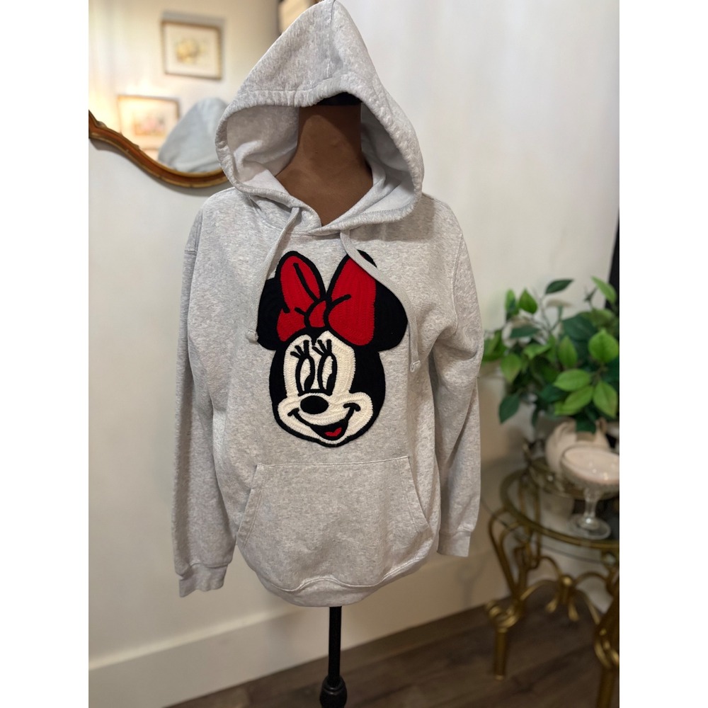 Disney Minnie Mouse Heather Gray Pullover Hoodie - Women's Small‎